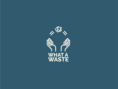 What A Waste Logo branding design flat garbage globe hands icon logo throw trash waste