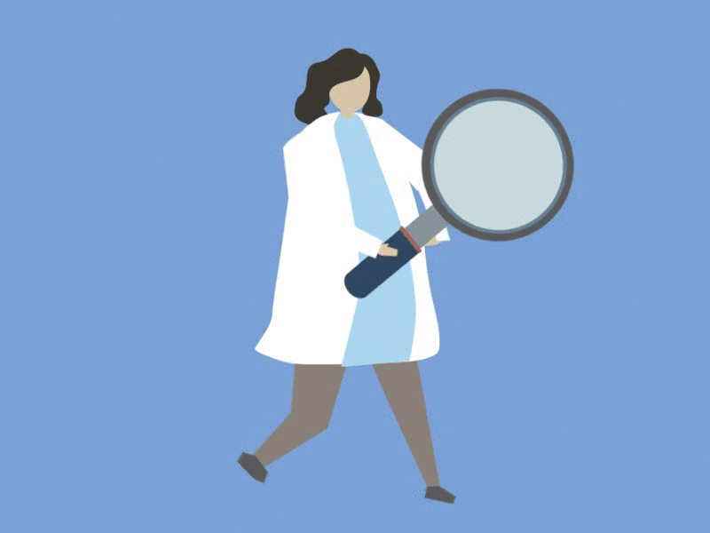 Scientist animtion art design doctor flat icon illustration intro medical minimalist phd research scientist vector walking woman