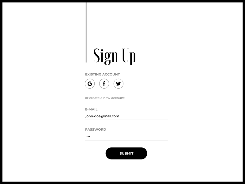 UI Design - Sign Up