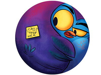 Nerdy Birdy animal bird button character design digital illustration postit