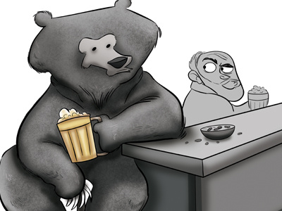 A Bear Walks Into a Bar...... animal bar bear character character design digital funny humor illustration