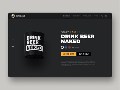 Shakoolie Product Page // Dark Mode add to cart dark mode design ecommerce ecommerce design product page retail reviews shopping