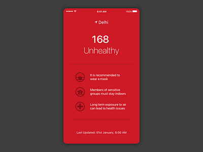 UI for an Air Quality Index App air quality aqi ui ui design