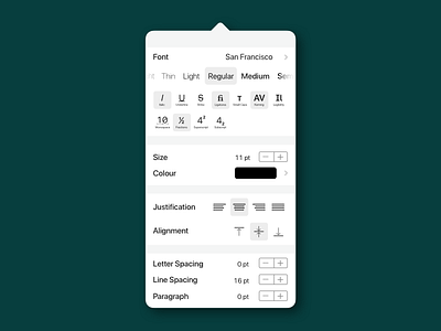 Standard UI for Advanced Typography Options