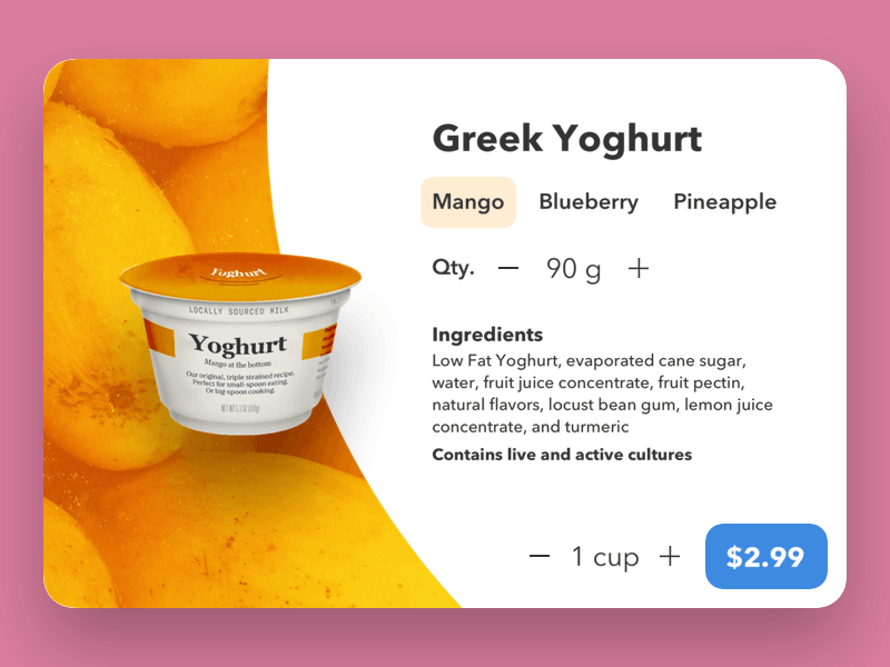 Daily UI: Yoghurt eCommerce daily ui ecommerce ui ui design yogurt