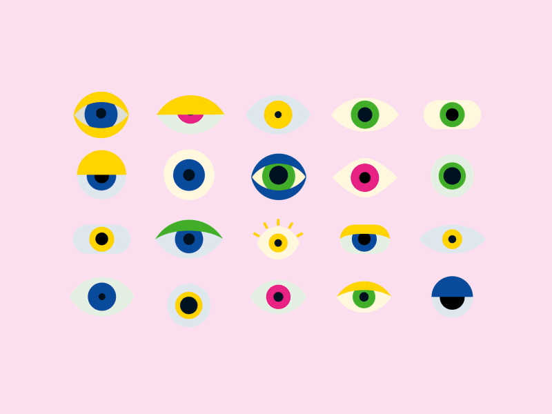 Just looking 2d animation eye eyeball eyes geometric gif motion graphics roll shapes simple vector
