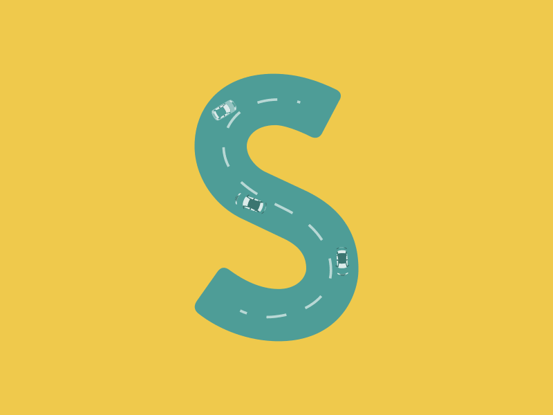 "S" is for? animation cars gif road s typography