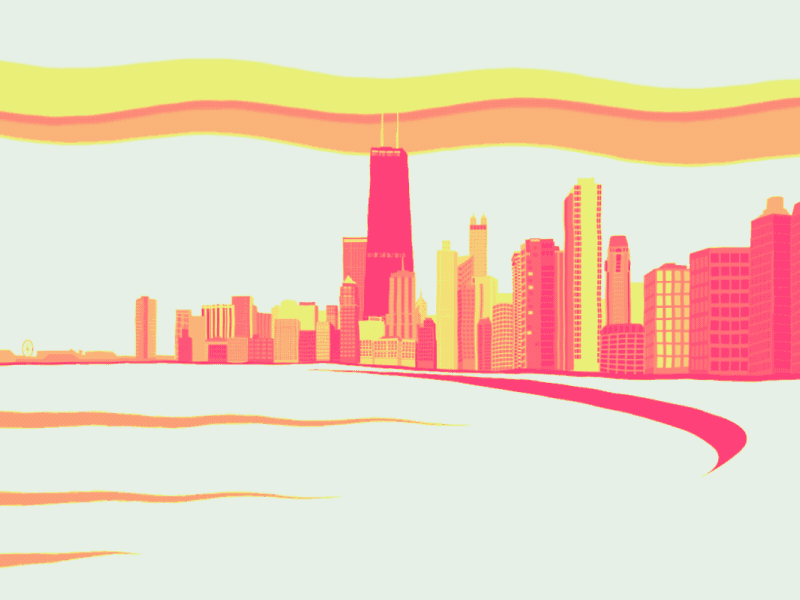 City of the Big Shoulders buildings chicago city clouds gif lake lake michigan skyscraper