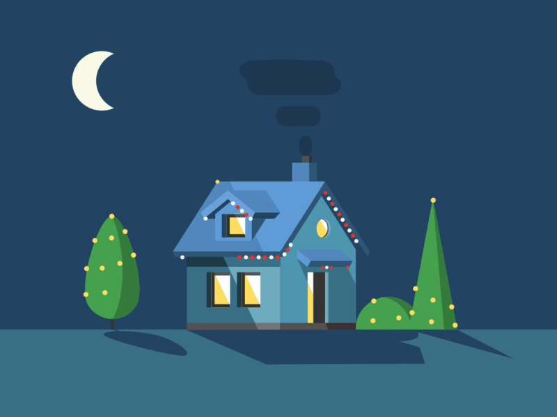 A Christmas GIF animation christmas house lights smoke winter xmas