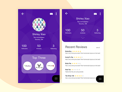 Daily UI #006 - User Profile adobexd app bubble tea dailyui design uidesign user profile