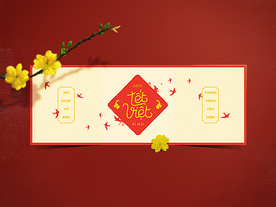 Tet card 2015 card creative flower goat label lineart new tet traditional vietnam year