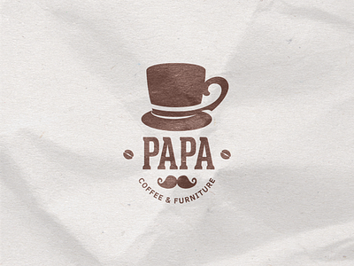 Papa Coffee & Furniture beard brow coffee cup drink father food furniture hat logo man mark