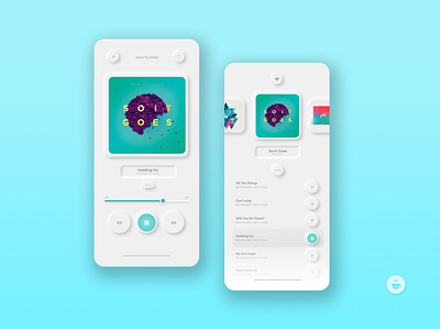 Music Player App Design album art app app design colors design iphone minimal mobile design mobile ui music app neomorphism neumorphic round shadow soft soft ui ui ui elements ux web