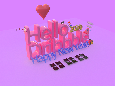 DribbbleNewYear 3d celebrate hello dribble new year vectary 3d