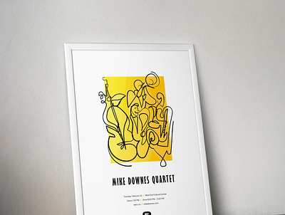 Mike Downes Quartet Poster continuous line design drawing gig gig poster illustration jazz line drawing poster