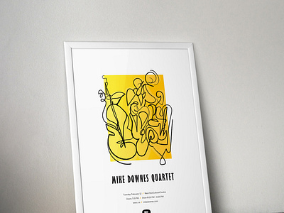 Mike Downes Quartet Poster continuous line design drawing gig gig poster illustration jazz line drawing poster