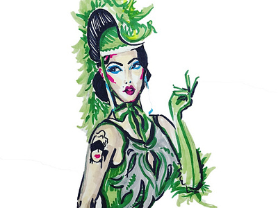 Violet drag drawing illustration life