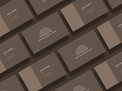 1948 Residence Inn Business Card Design brand identity branding brown business card business card mockup business cards classic elegant hotel icon inn lattice logo minimalist