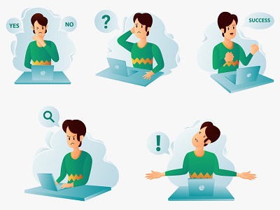 Illustration of Expression at Work character flat flat illustration illustration illustrator ui ui design vector