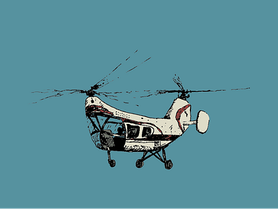 Helicopter 1 chinook colour coloured frwlx helicopter illustration illustrator ink jovair pen retro vintage
