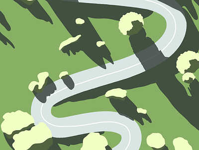 Road art design graphic graphic design green illustration illustrator minimal nature road serpentine trees trip