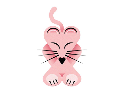 Kitty ❤️+❤️+❤️ animal art cat design heart hearts icon illustration logo minimal panther pink sketch vector