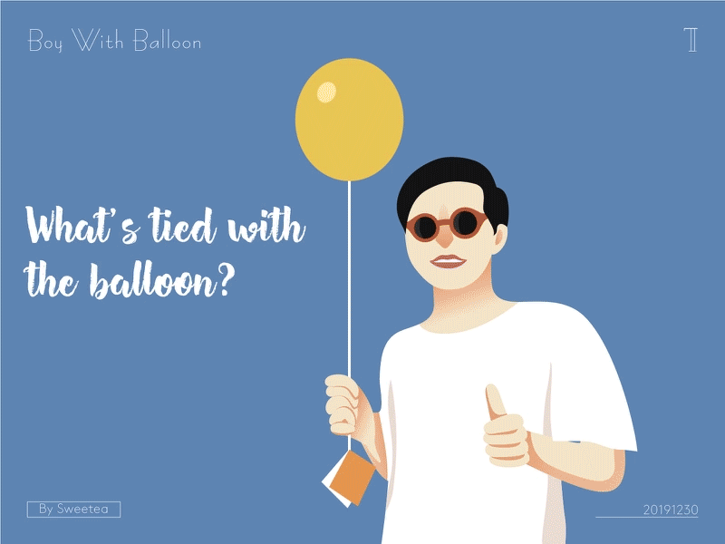 Boy with balloon 2019 animation illustration wishes
