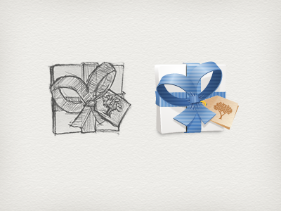 Gift Box Sketch and AI art box gift present ribbon tag