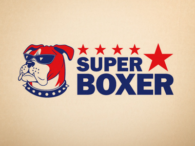 Super Boxer Logo blue boxer illustrate logo red star super