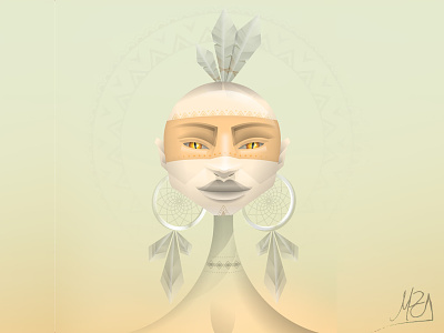 Izusa - White Stone illustration indian stone warrior woman