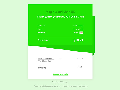 Email Receipt card cart dailyui day017 payment receipt summary