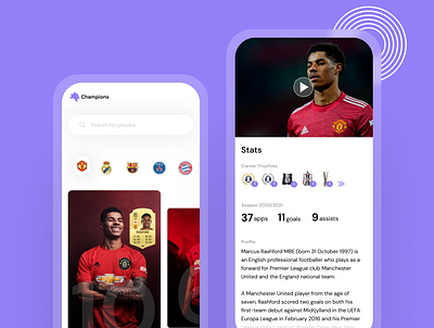 Players' Profiles and Ratings daily ui design figma football mobile players sports ui