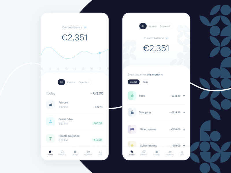 Shift app • balance and breakdown analytics balance bank bank app banking banking app branding clean expense tracker expenses finance fintech icons minimalist money online bank patterns payments statistics uiux