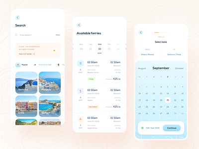 Hopstr • search screens booking branding calendar calendar app cards clean filter icons mobile app pricing rating search ticket tourism train transport travel travel app travelling trip