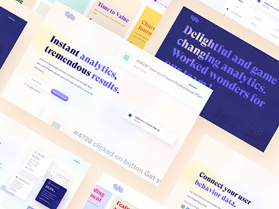 June website • sections layouts analytics blur branding cards charts clean colorful components gradient graph hero homepage icons landing landing page logo money saas statistics typography