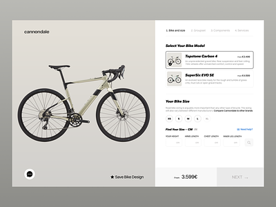 Bike builder • e-commerce, bike and size tab bike builder cart e-commerce ecommerce fashion form funnel interaction money price product design sales shop shopping size sports store typography webshop