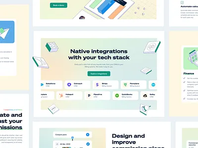 Home page • Sales commission soft. website branding button clean colours finance fintech gradients hero home page homepage illustration integrations landing landing page money saas typography visual identity webdesign website