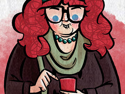 Gilda character design chic digital freckles geek girl illustration phone redhead saavy texting