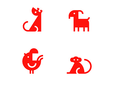 Traditional Chinese Horoscope Animal Collection. Vol01 animal chinese design dog goat horoscope icon minimal monkey rooster traditional vector