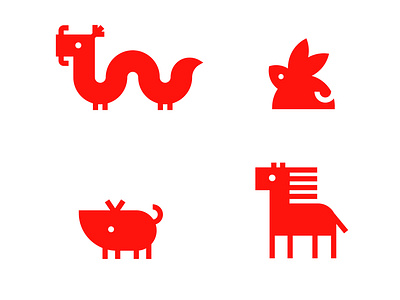 Traditional Chinese Horoscope Animal Collection. Vol03 chinese design dragon graphic design horoscope horse icon pig rabbit simple vector