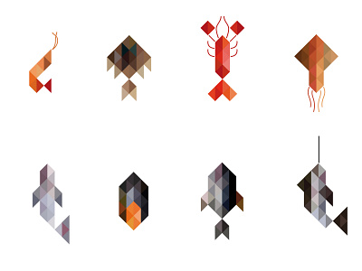 Muelle 38, Illustration Set animals branding design fish market graphic design icon lobster prawn sea squid vector