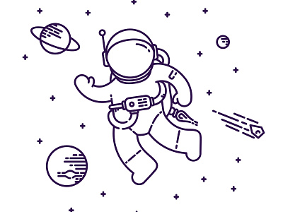 Cosmos astronaut cosmos graphic design illustration jupiter line planets saturn space vector