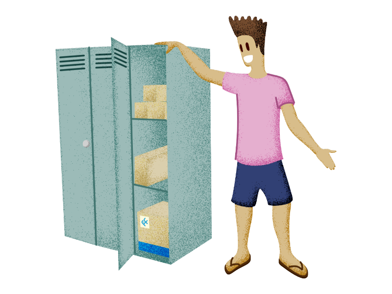 'Free US Locker' for Fishisfast warehouse shipments shading shipping cargo boxes locker