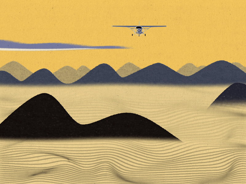 Windy Day aeroplane after effects animation calm illustration motion graphics mountains serene windy yellow yellow and black