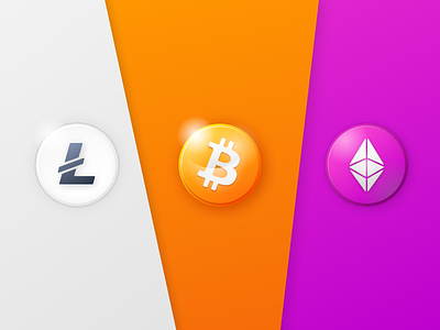 Skeuomorphic cryptocurrency icons art bitcoin color creative crypto design graphic design graphics icons illustration logo minimal shapes skeumorphism skeuomorph ui vector