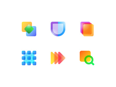 Icons set abstract clean color creative design icon illustration minimal playful shapes ui vector