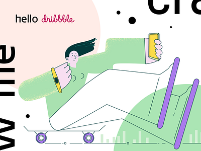 Hello Dribbble! debut design first first aid first shot illustration iwatch minimal newbie recent skate smarptphone ui vector web welcome