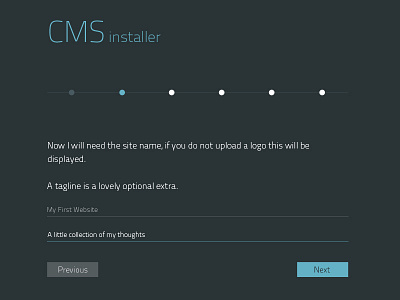 CMS Installer Page 2 blue clean cms cms installer dark grey gray grey