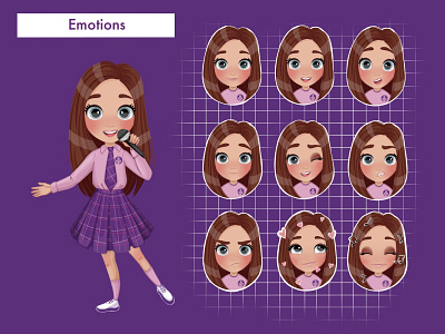 Dasha. Emotions character character design children children illustration digitalart emoji emoji design illustration illustration digital