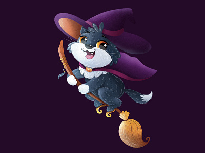 Halloween cat witch - illustration fore ice-cream packaging